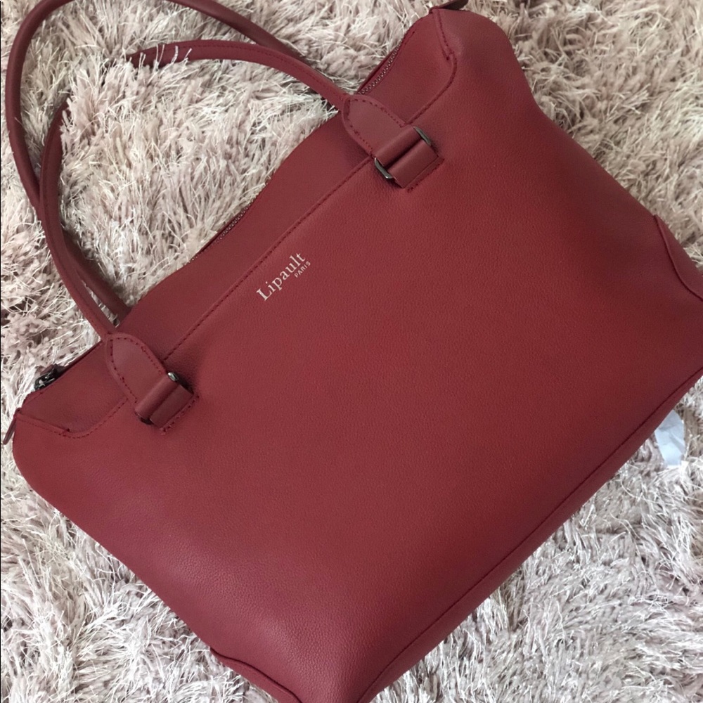 SOLD Lipault Plume Elegance Tote in Ruby